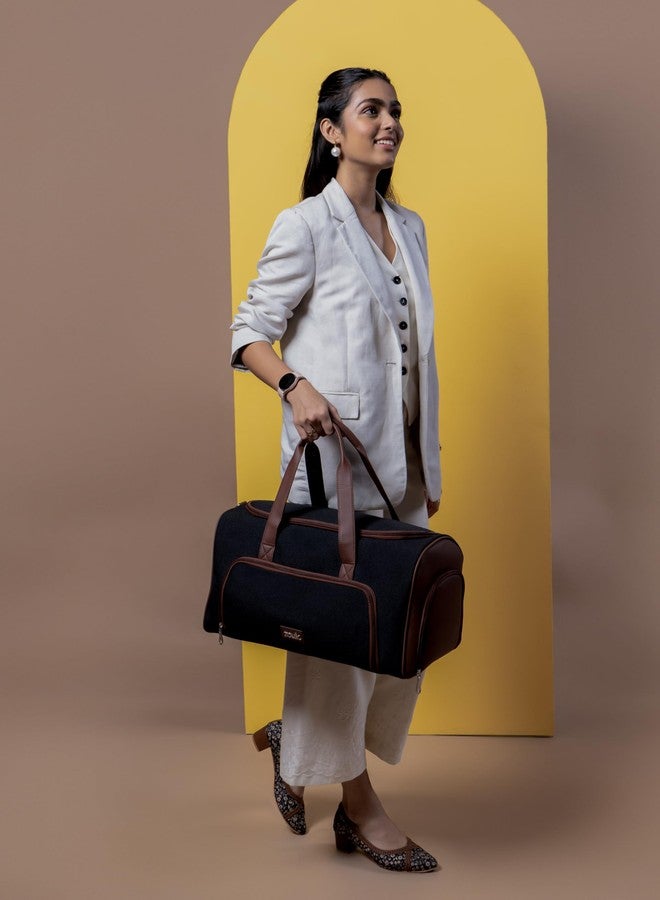 ZOUK حقيبة سفر زوك ويكندر للرجال | حقيبة سفر أنيقة | حقيبة يد واسعة لعطلات نهاية الأسبوع، والنادي الرياضي، ورحلات العمل | أسود فاحم - Image 2